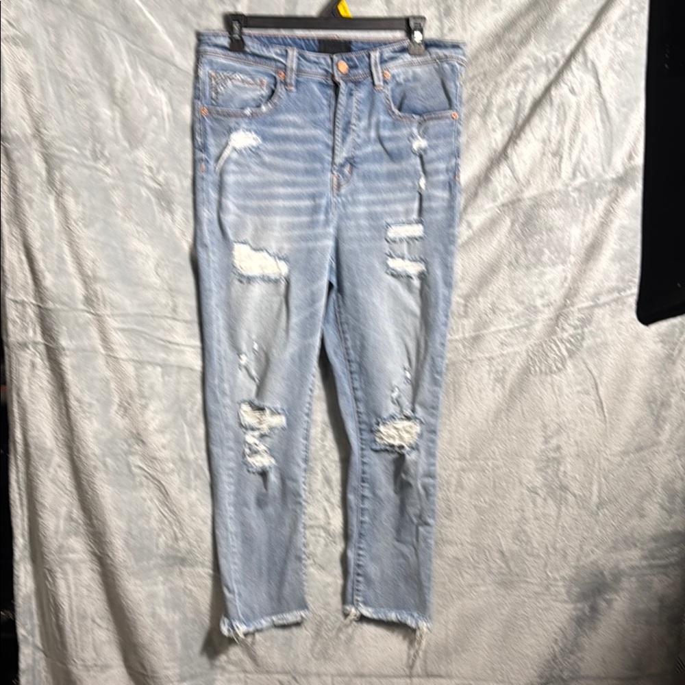 Buckle Black blue jeans size 31 high rise‎ ankle Jean distressed button fly
